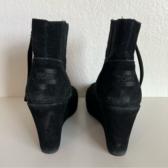 2/$30 TOMS Desert Wedge Suede Leather Bootie Black SZ 9.5 - Picture 6 of 12